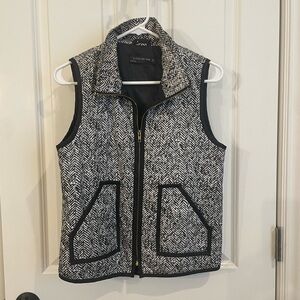 Black and White Herringbone Quilted Vest